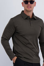 Les Brutes luxury polo in double mercerised cotton in color dark green. Premium mens wear with timeless design