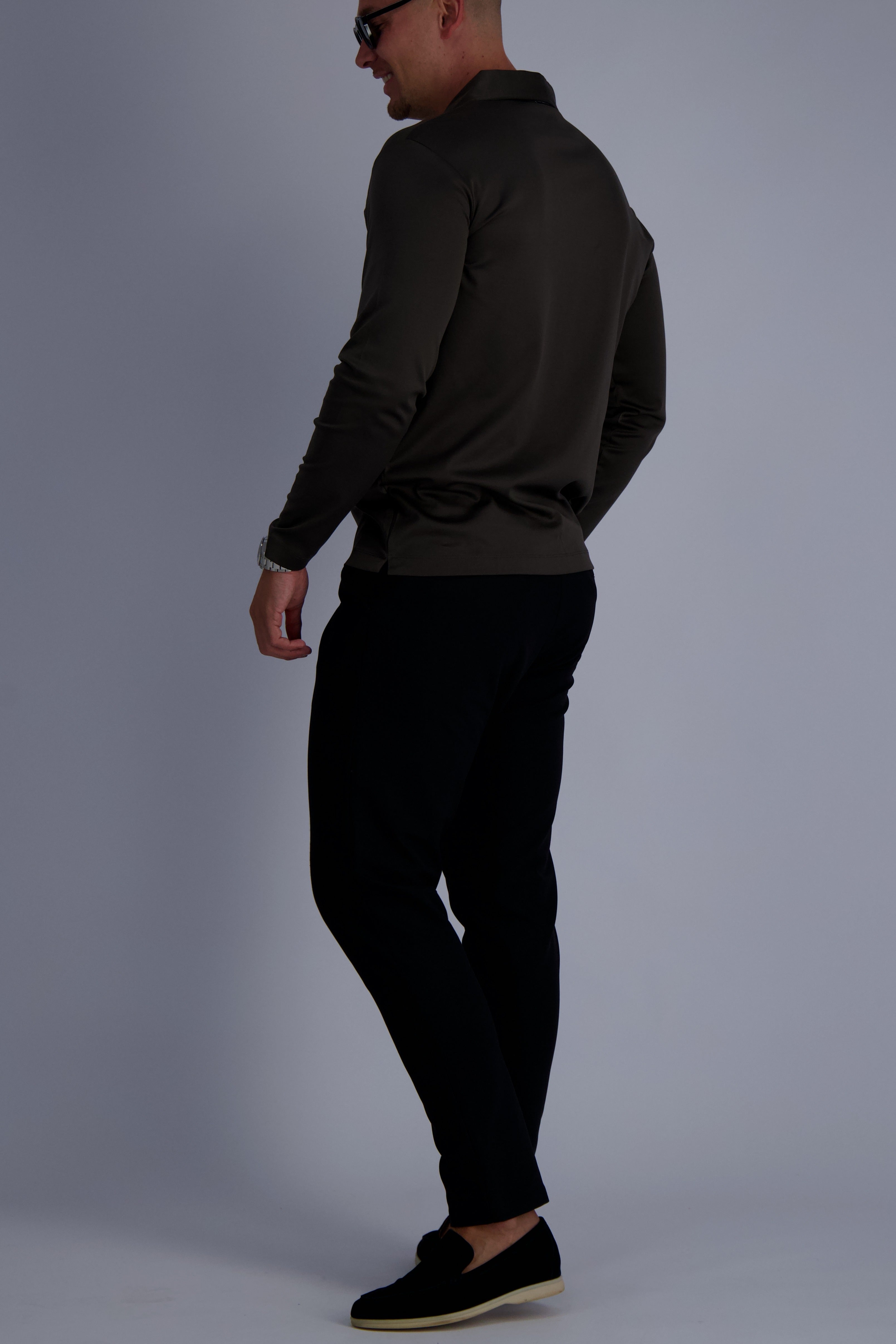 Les Brutes luxury polo in double mercerised cotton in color dark green. Premium mens wear with timeless design