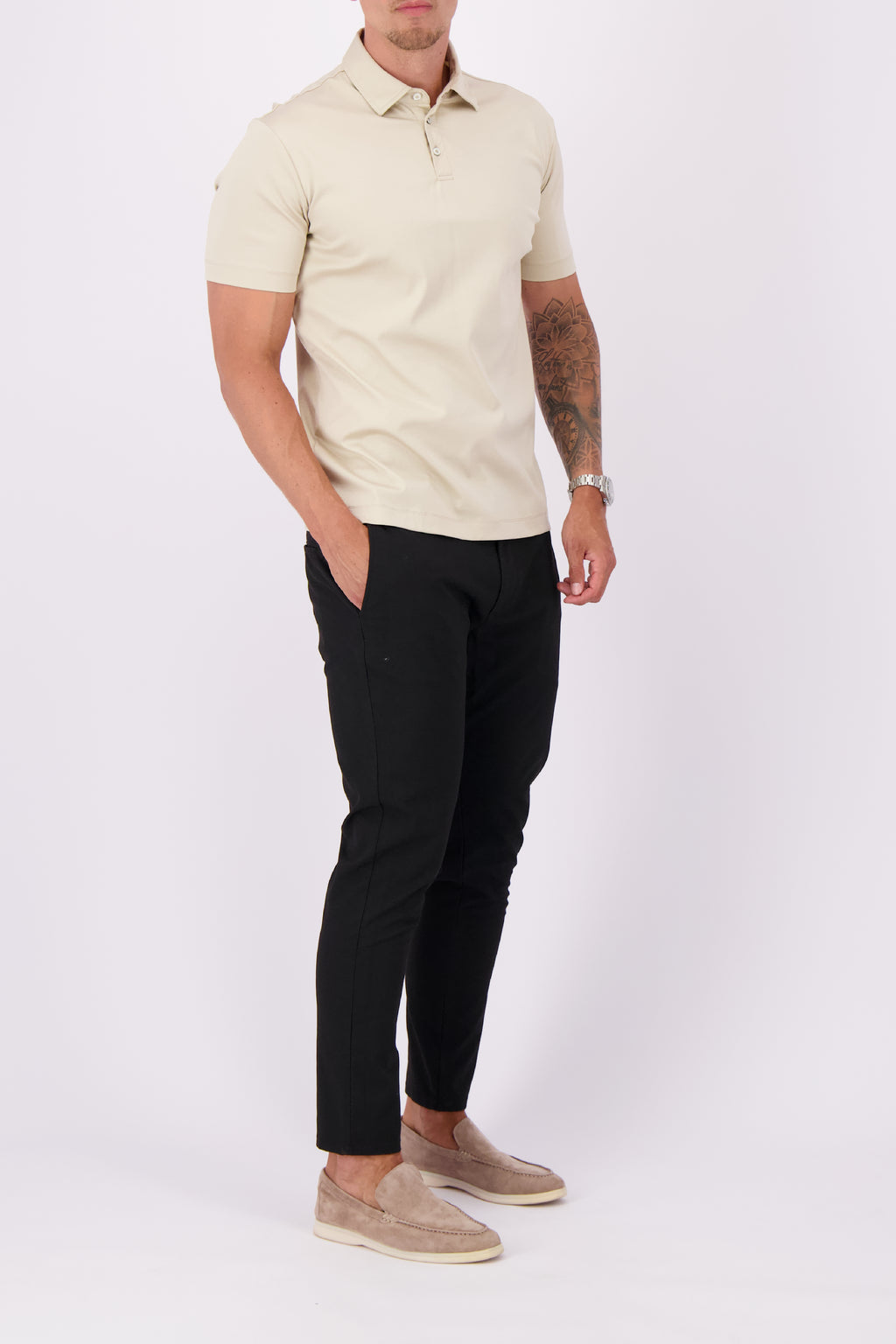 Polo mercerised supima sand polo heren beige
