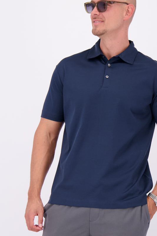 Les Brutes mercerised polo shirt dark blue navy glans polo donkerblauw