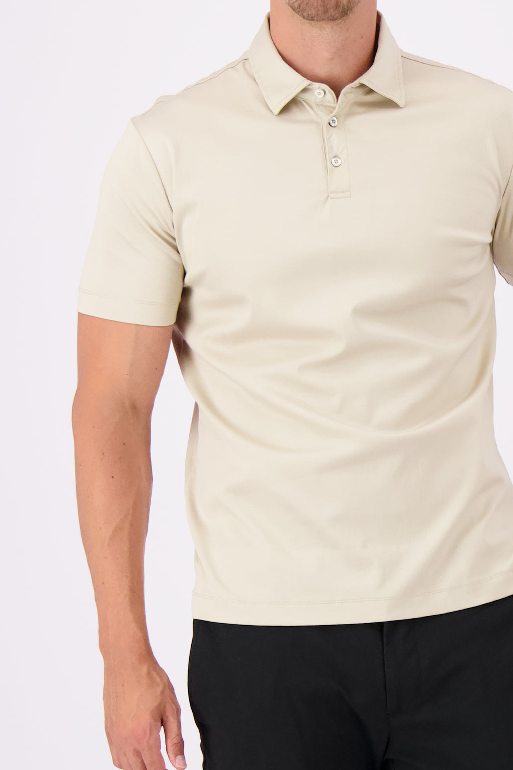 Polo mercerised supima sand polo heren beige