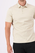 Polo mercerised supima sand polo heren beige