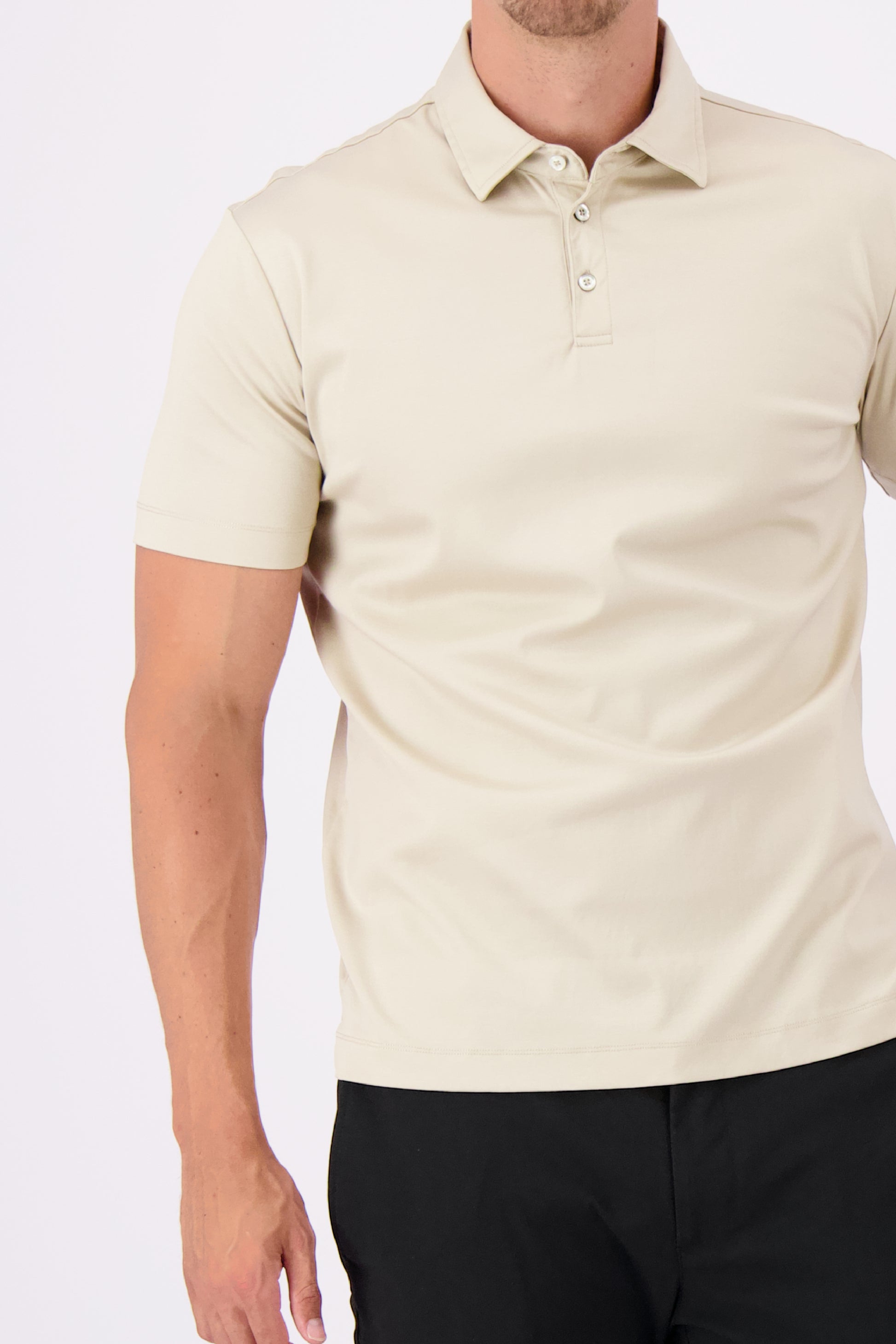 Polo mercerised supima sand polo heren beige