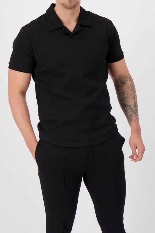 Les Brutes polo black polo reverse collar polo zwart
