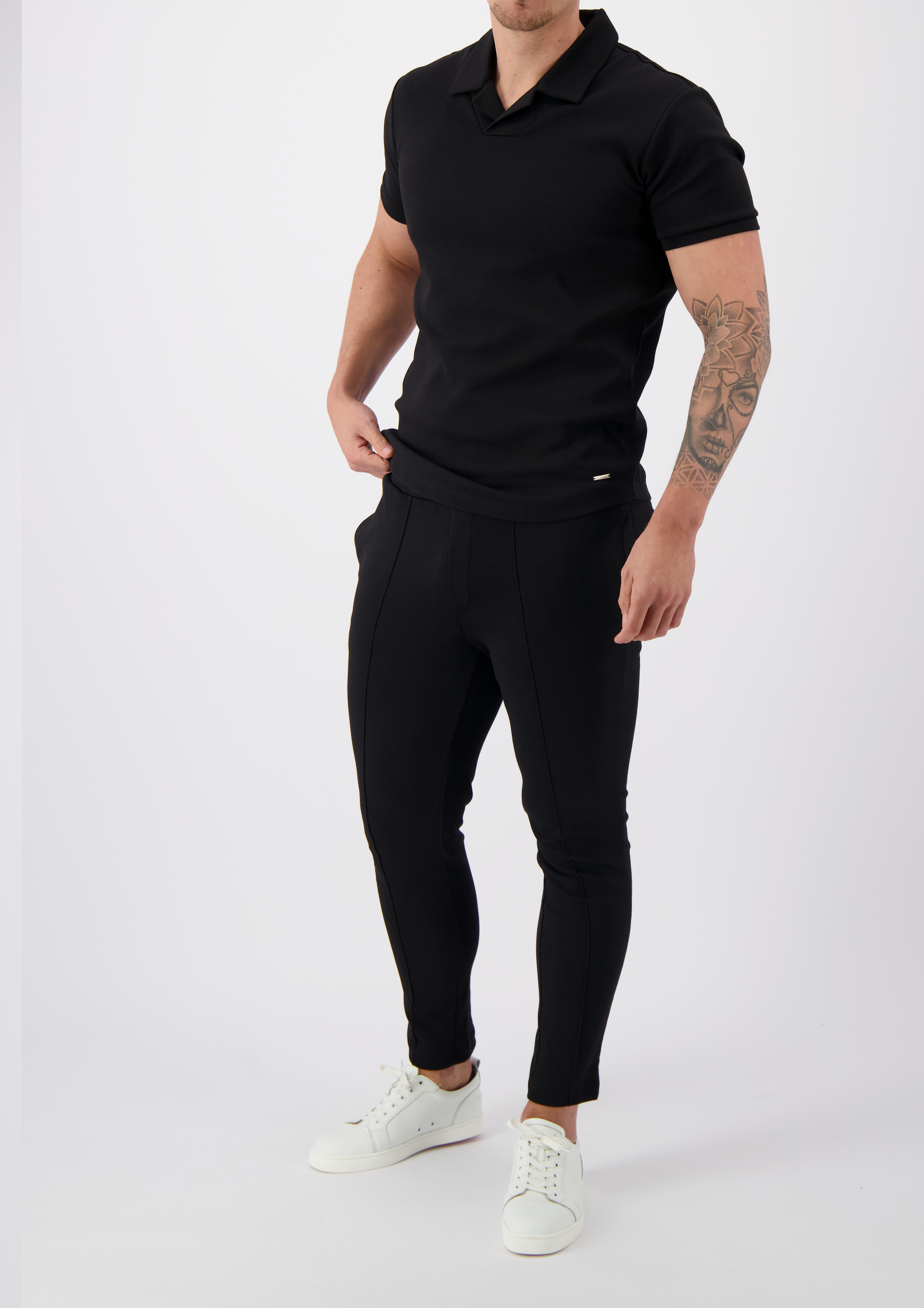 Les Brutes polo black polo reverse collar polo zwart