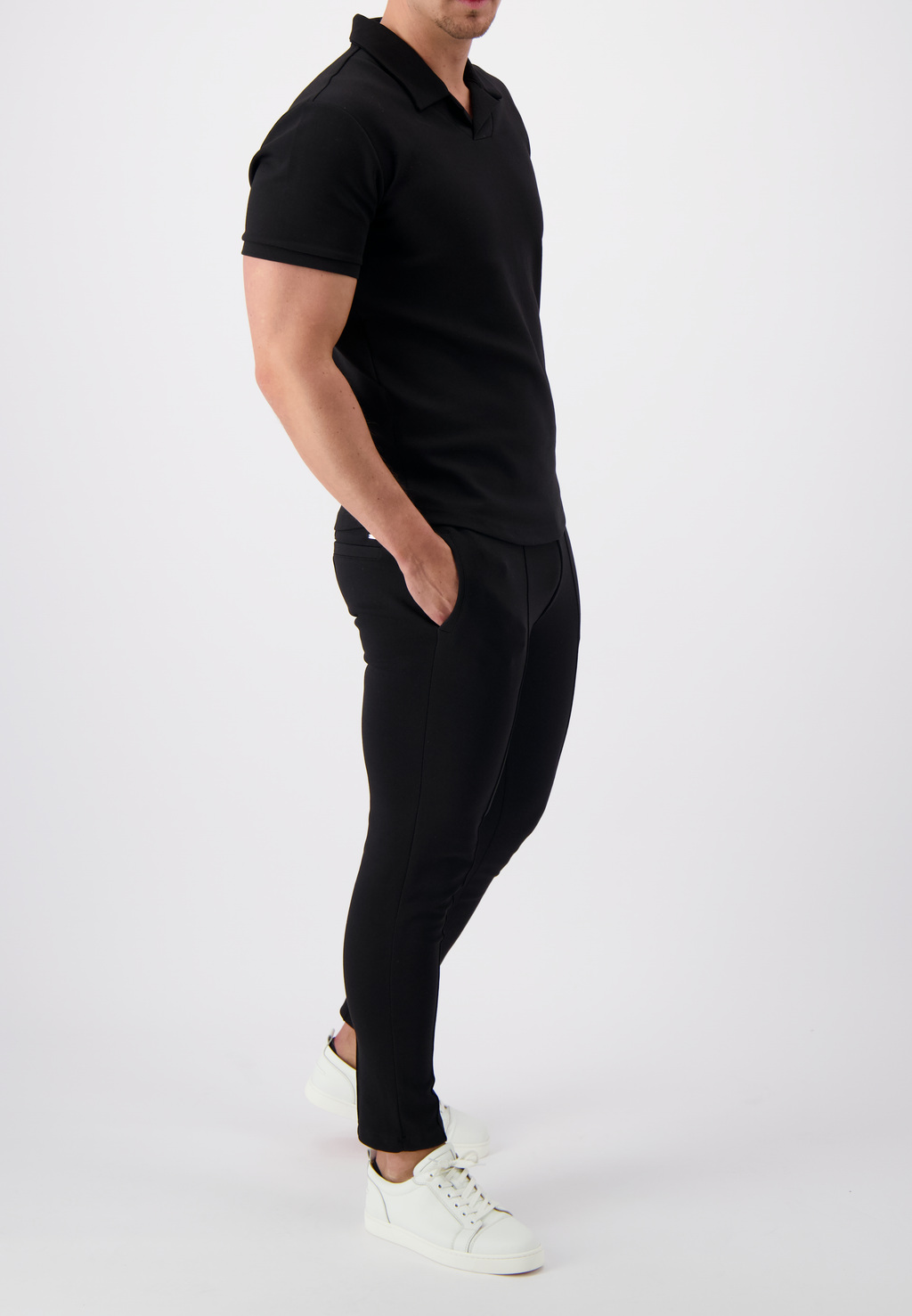 Les Brutes polo black polo reverse collar polo zwart