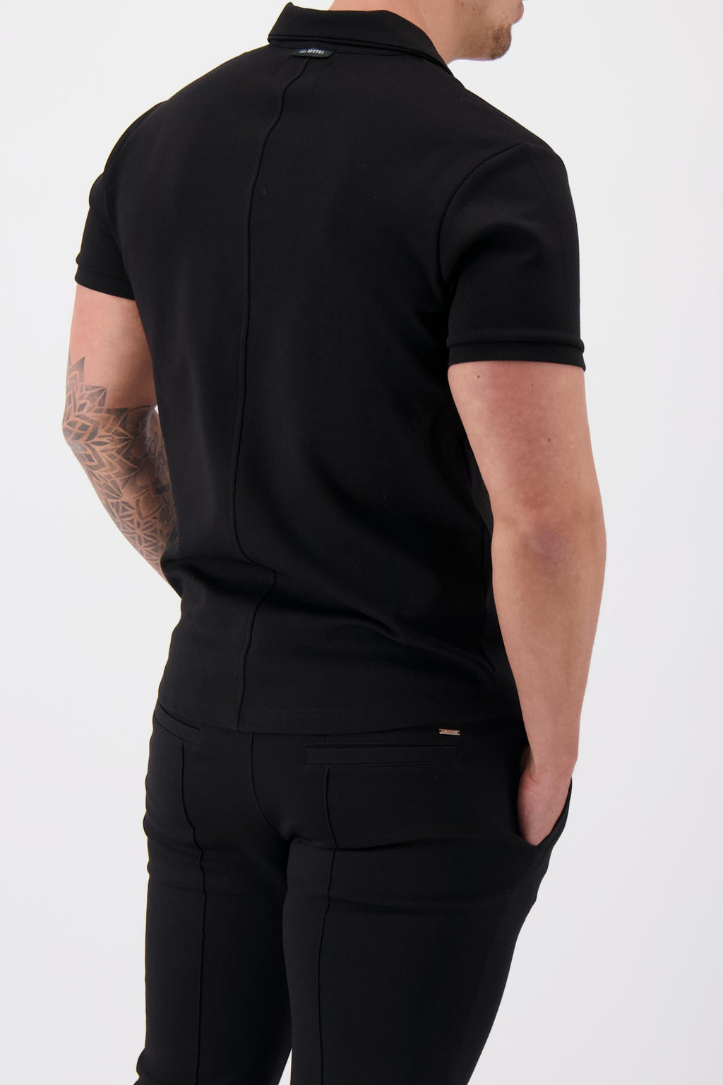 Les Brutes polo black polo reverse collar polo zwart
