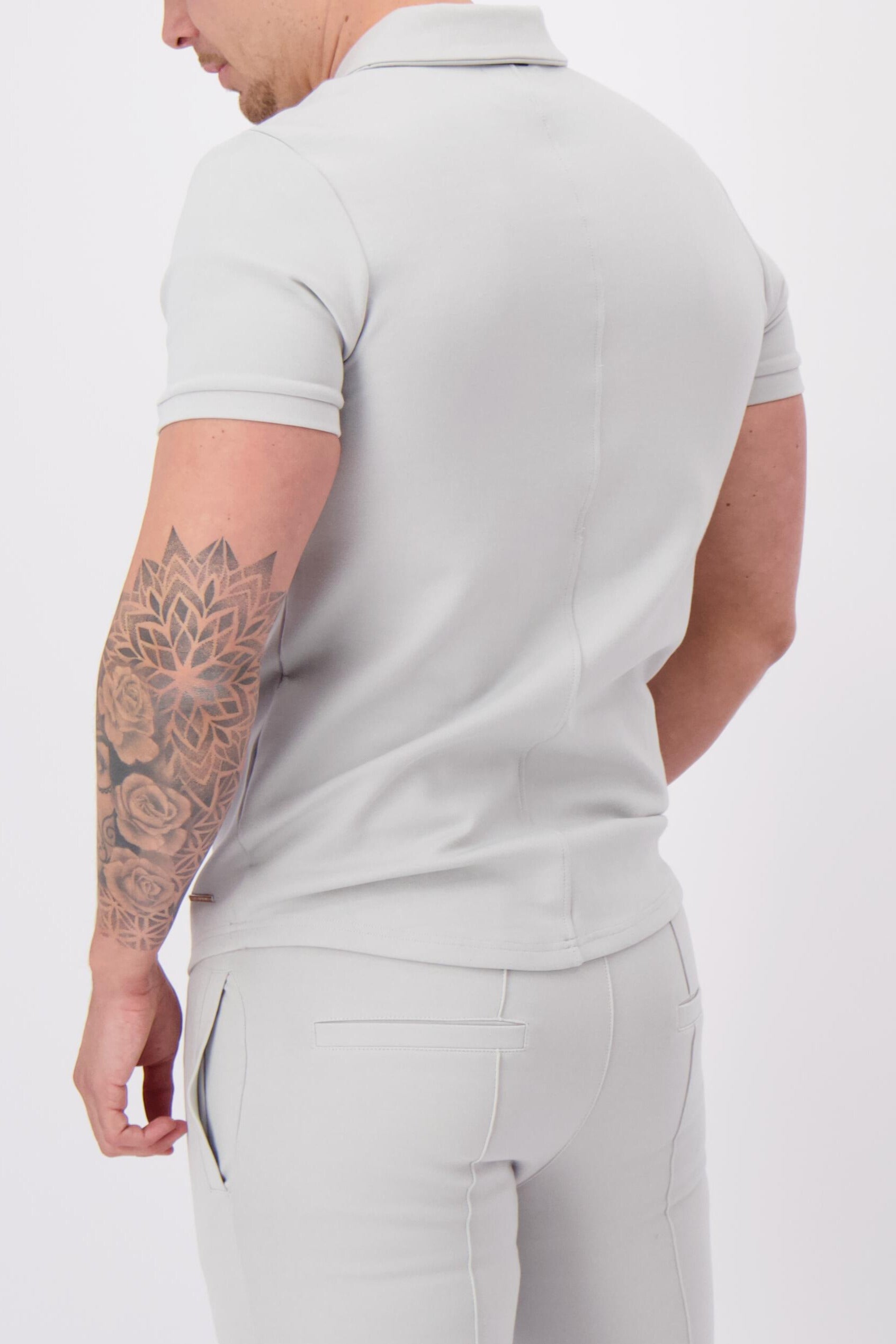 Les Brutes polo light grey polo reverse collar polo grijs lichtgrijs