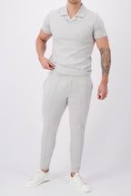 Les Brutes polo light grey polo reverse collar polo grijs lichtgrijs