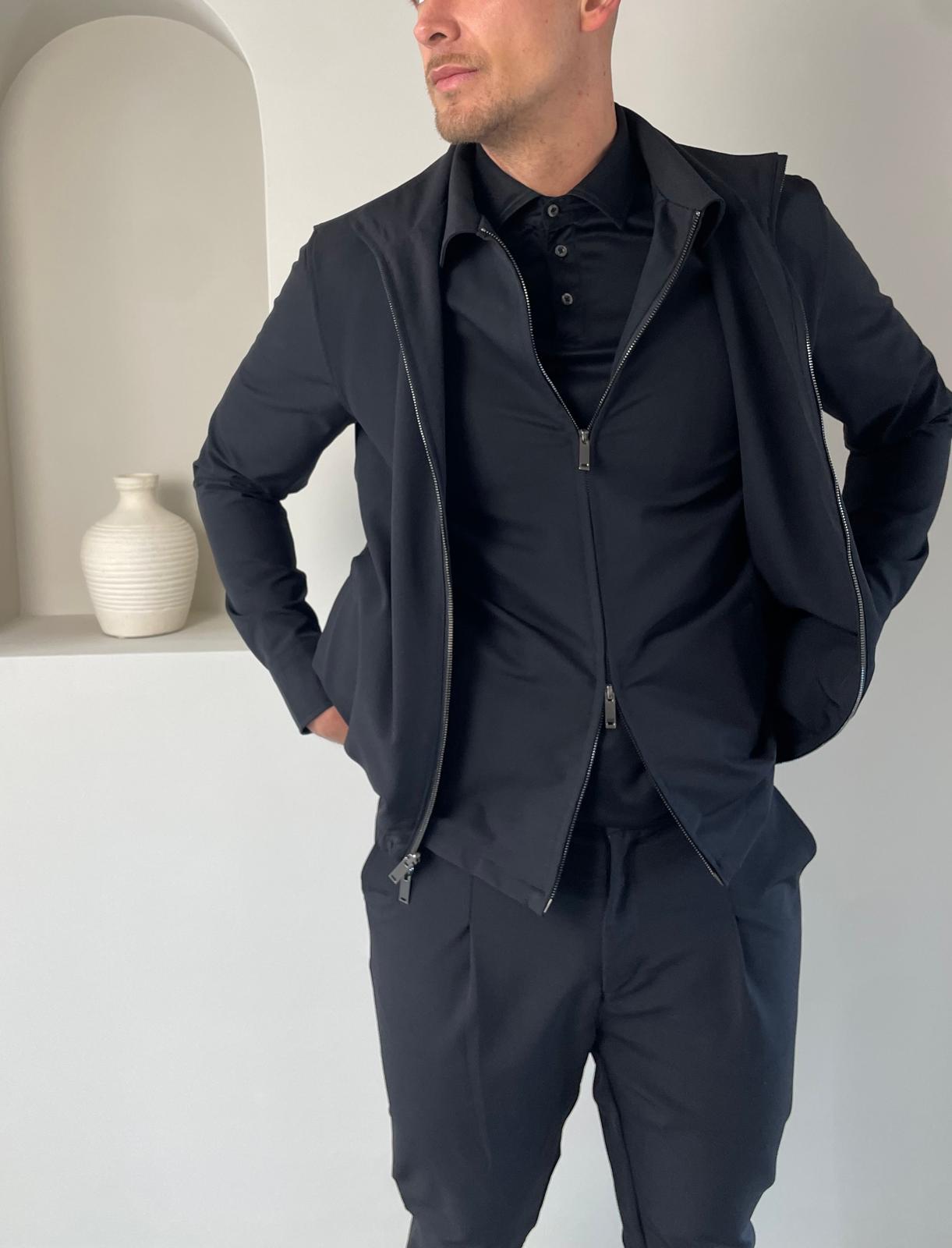Les Brutes techsuit black overshirt pantalon mercerised tshirt black zwart