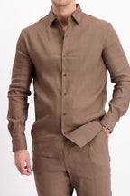 Linen shirt Mocha herenlinnen overhemd Les Brutes
