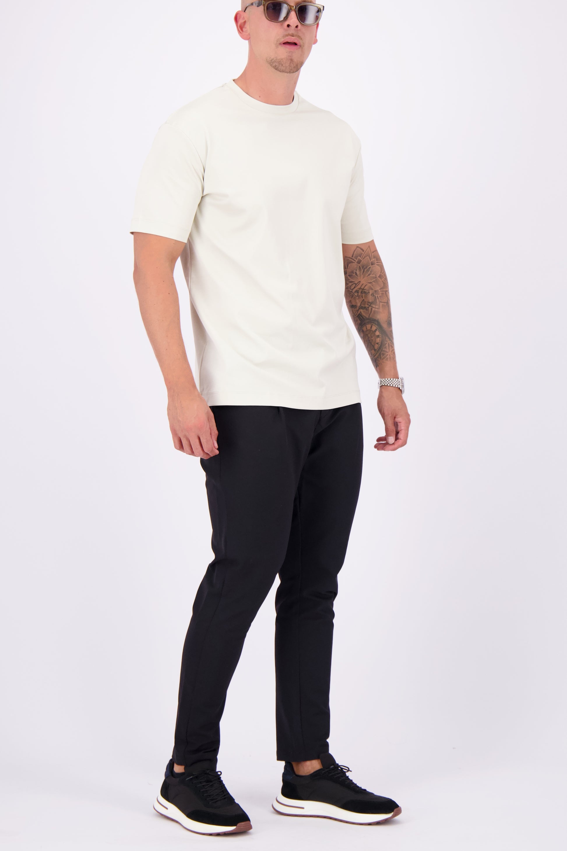 Mercerised tshirt pearl white beige creme glans t-shirt 