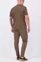 Les Brutes mercerised tshirt coffee brown glans t-shirt bruin