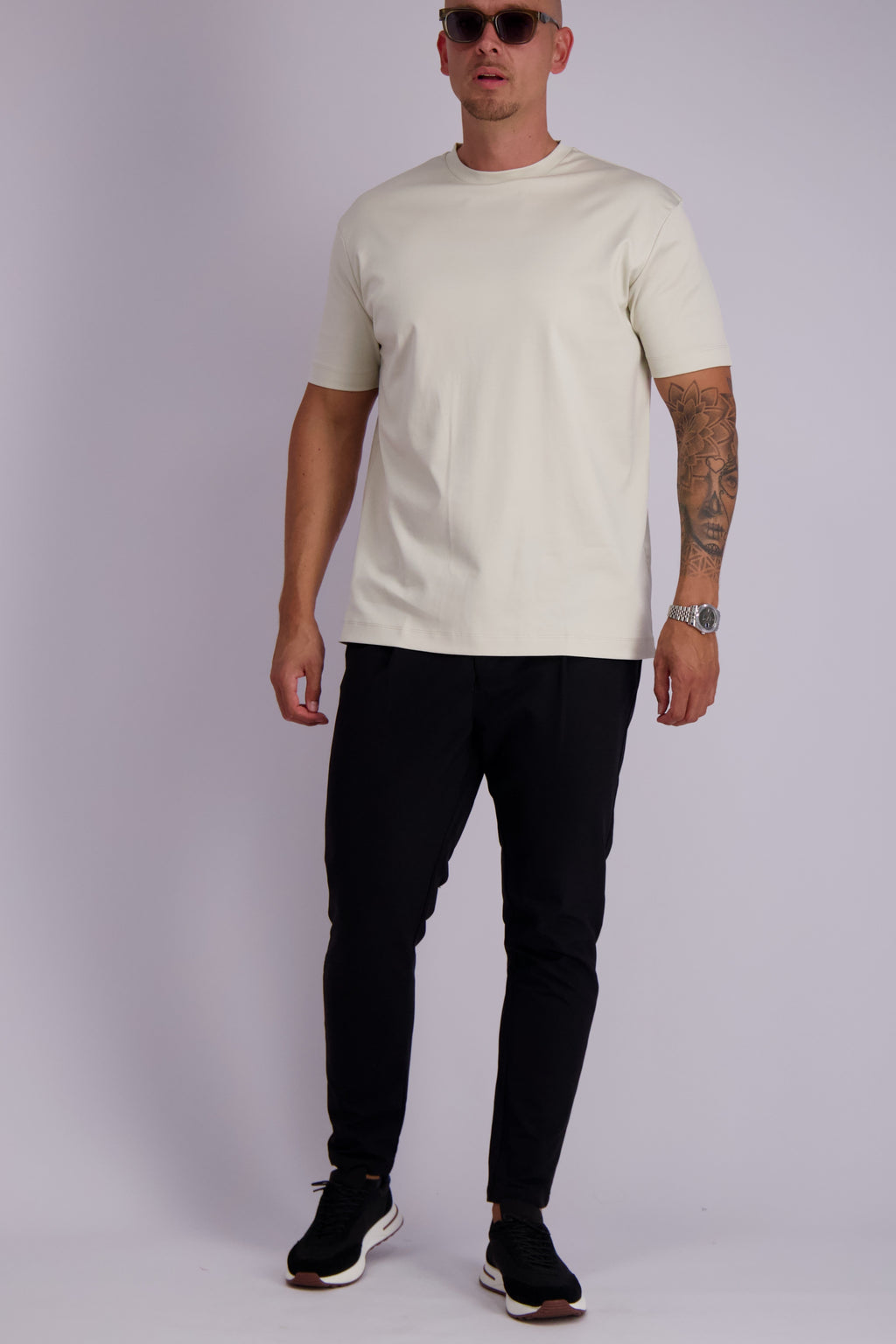 Mercerised tshirt pearl white beige creme glans t-shirt 