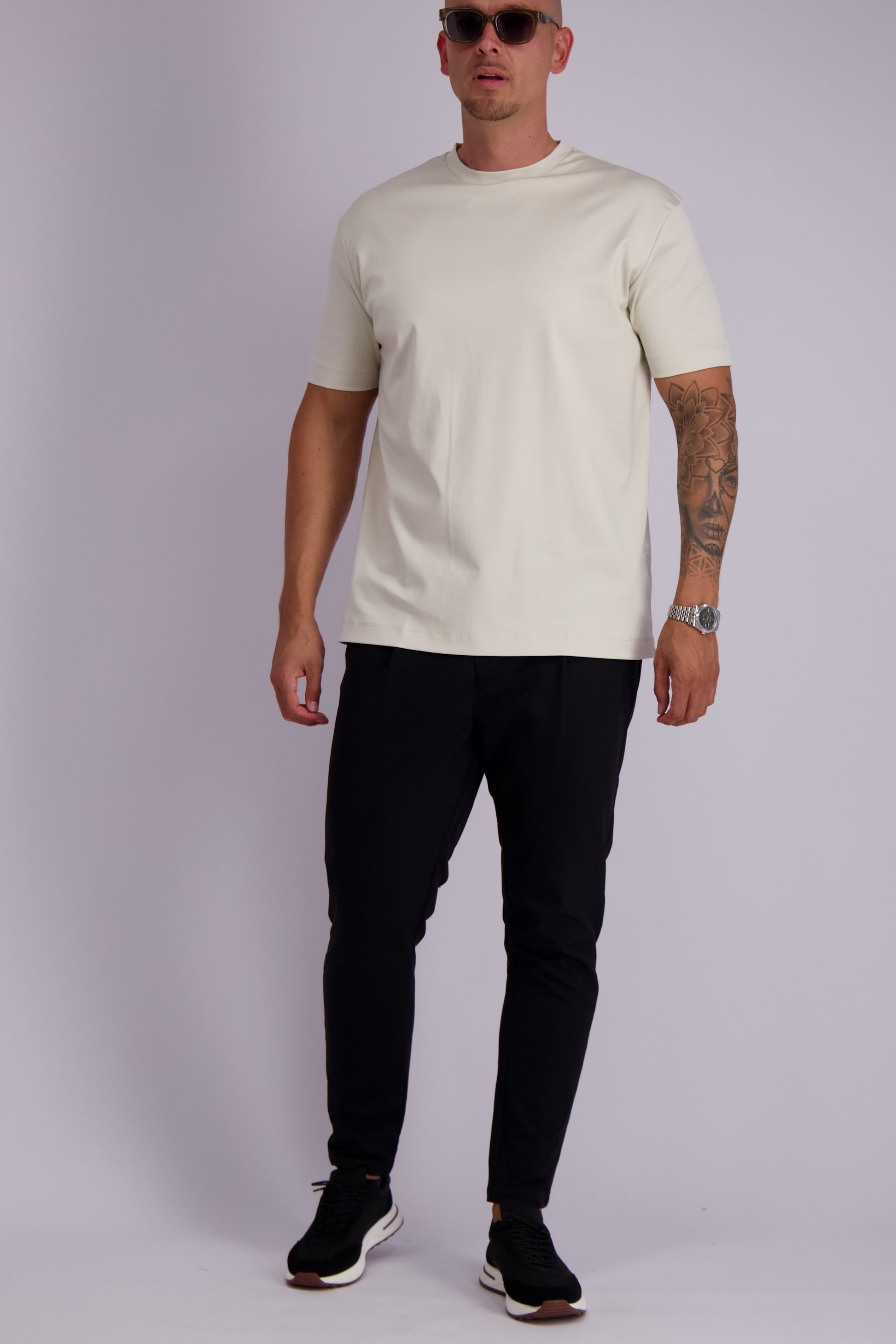 Mercerised tshirt pearl white beige creme glans t-shirt 