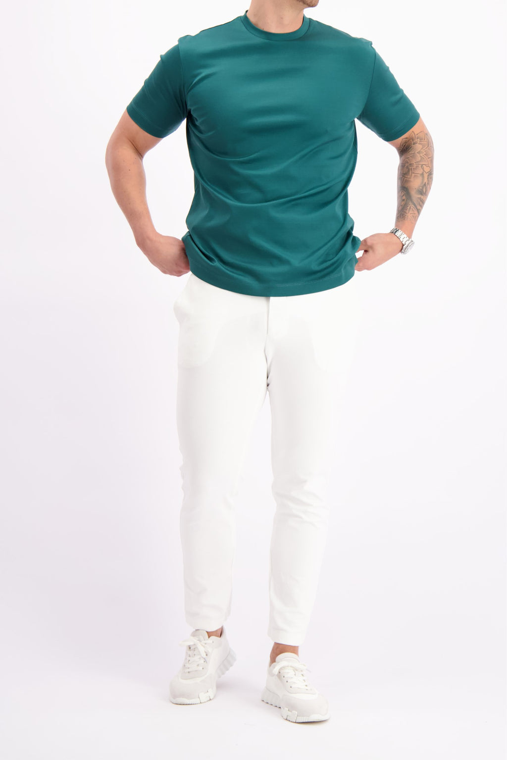 Les Brutes mercerised tshirt petrol glans t-shirt groen 