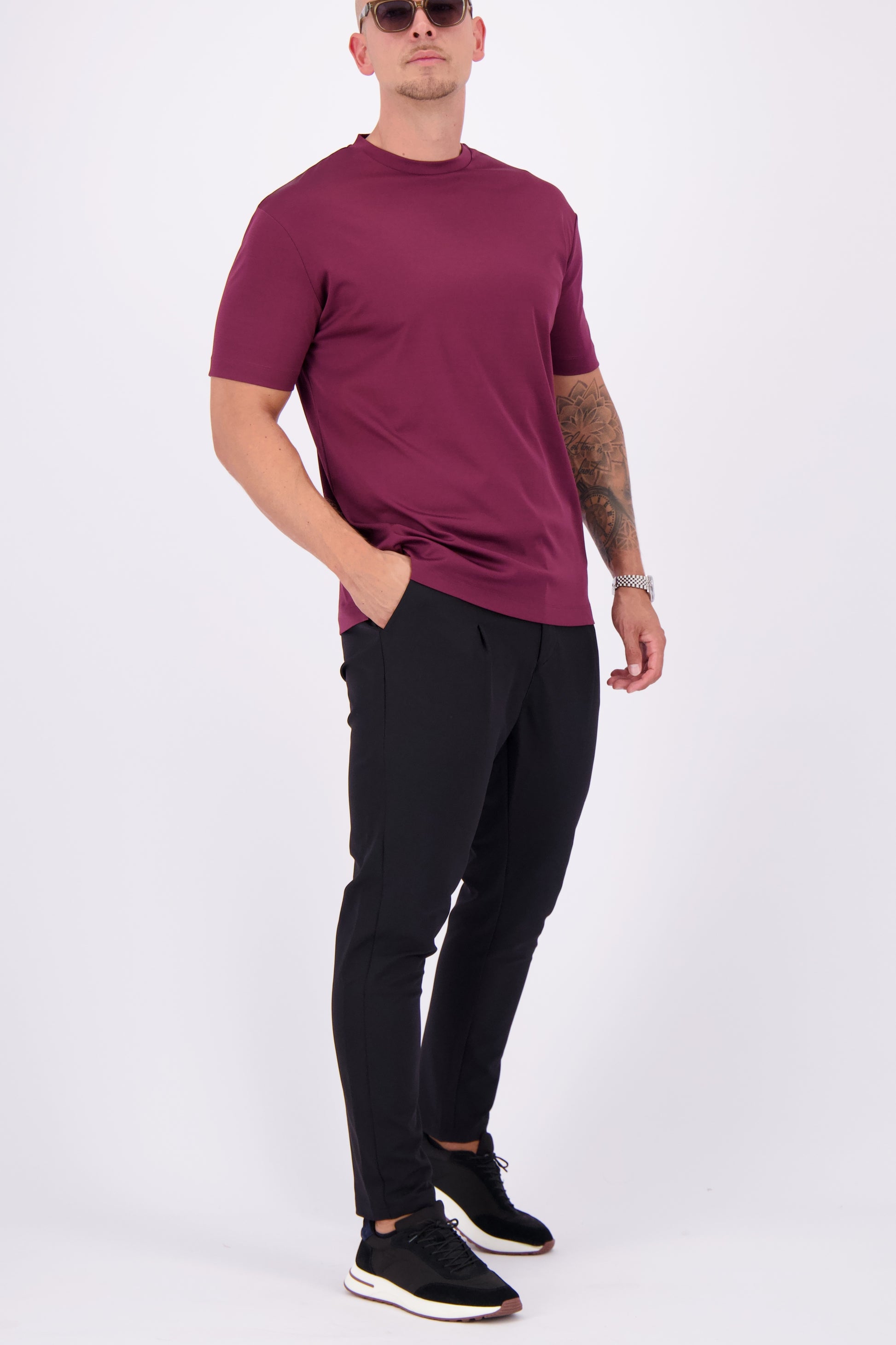 Les Brutes t-shirt bordeaux burgundy red mercerised