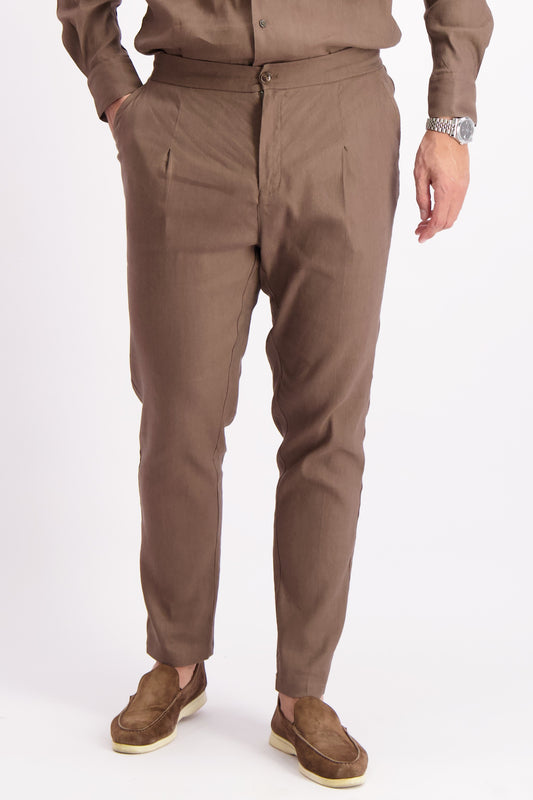LINEN PANTALON | BROWN