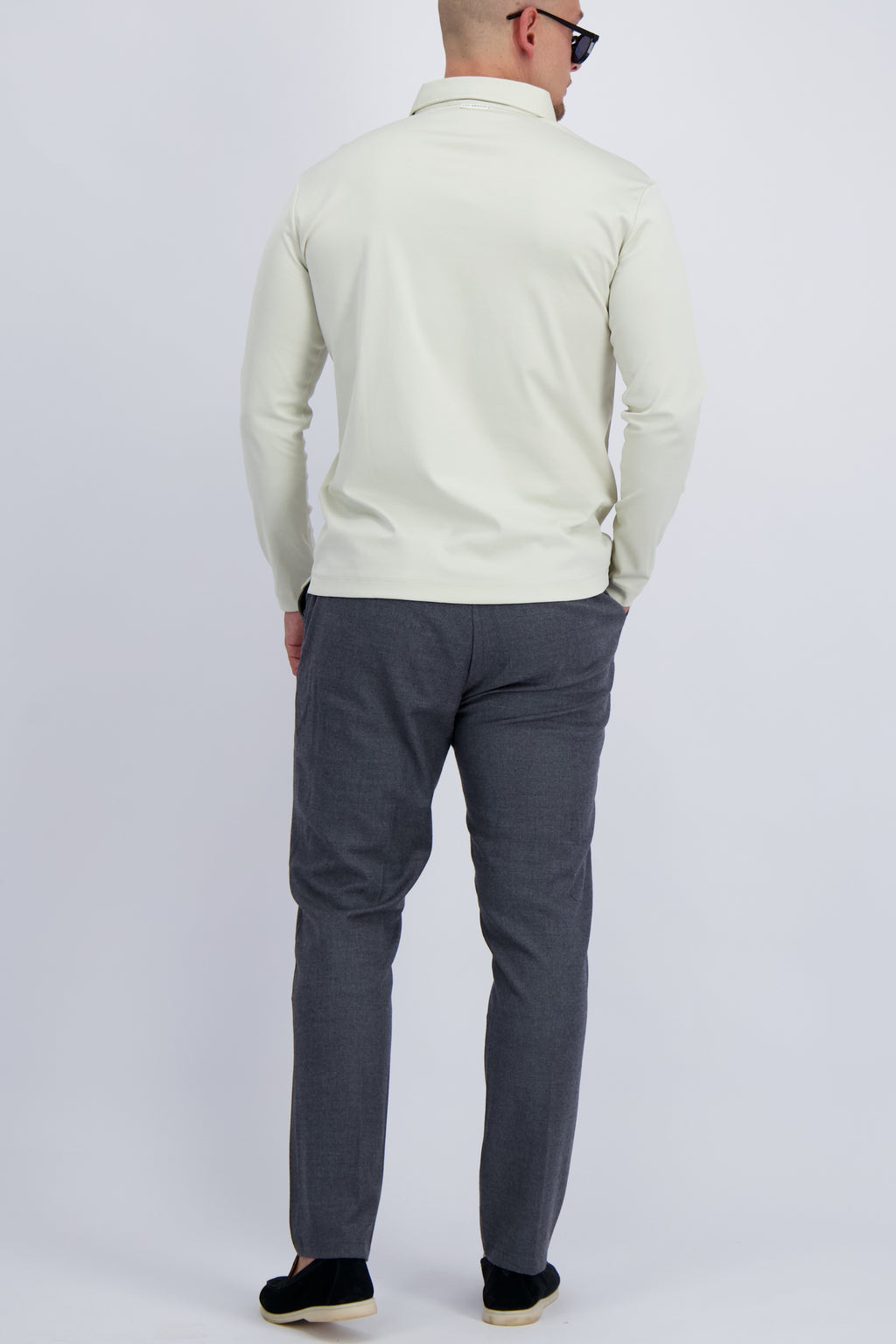 MERCERISED POLO LS | PEARL WHITE