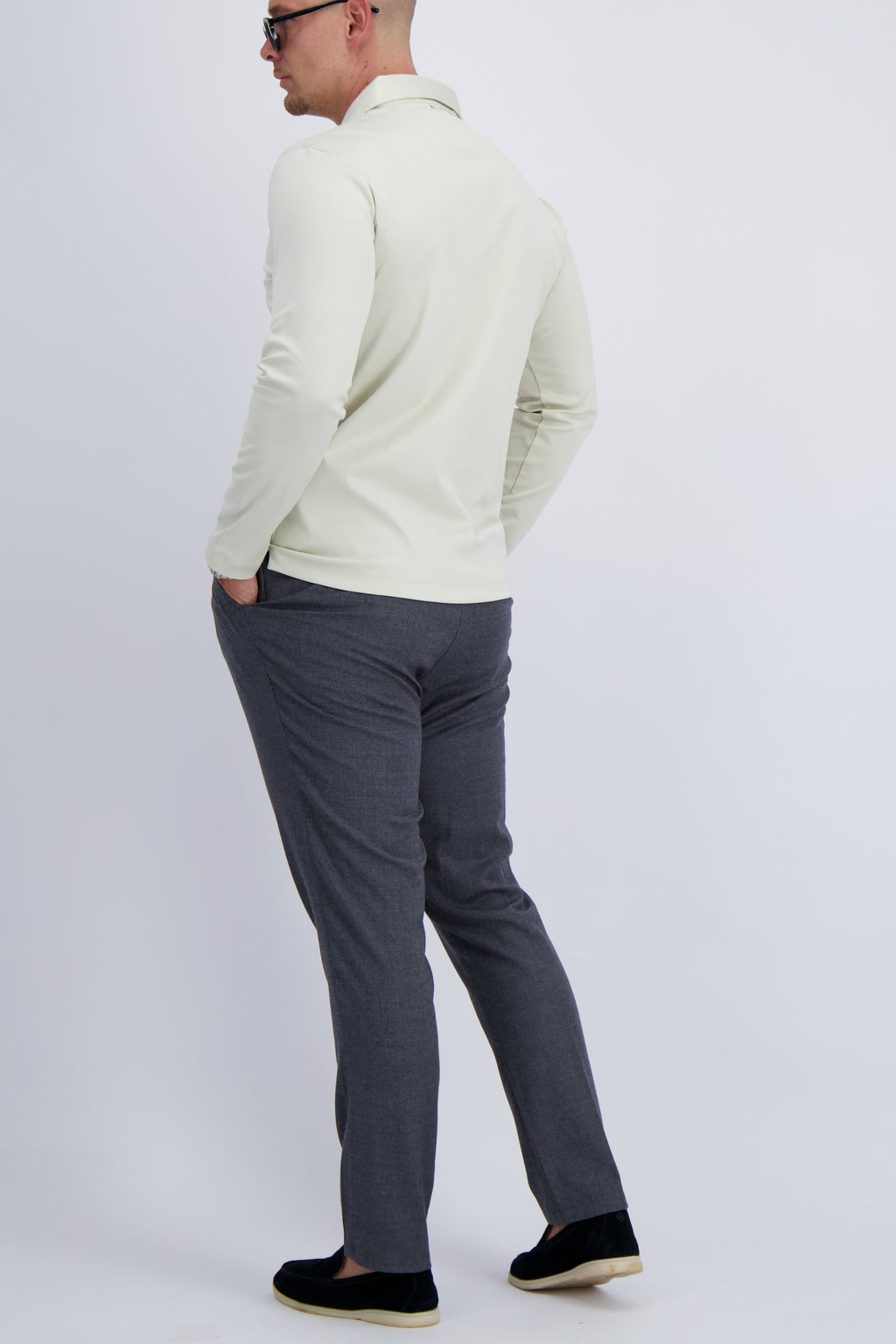 MERCERISED POLO LS | PEARL WHITE