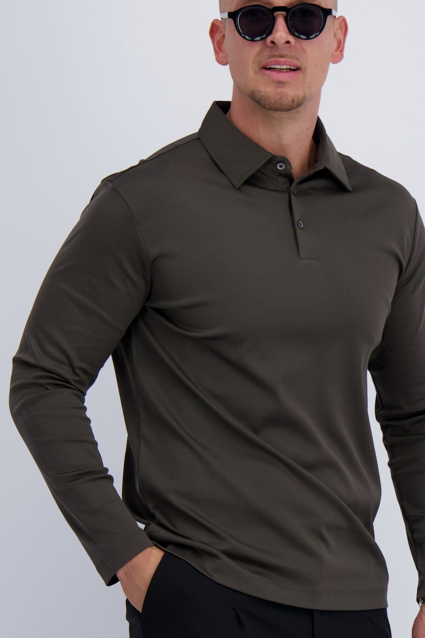 MERCERISED POLO LS | DARK FOREST