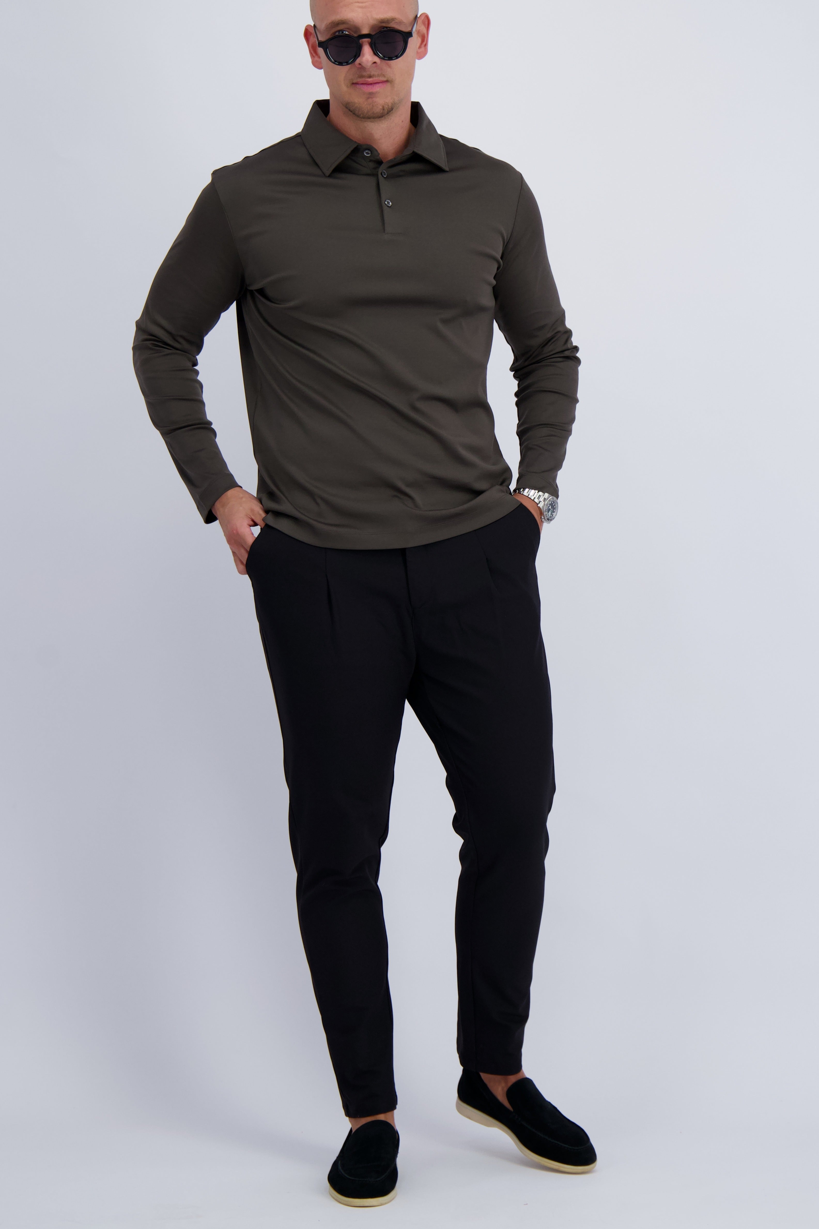 MERCERISED POLO LS | DARK FOREST