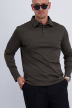 MERCERISED POLO LS | DARK FOREST