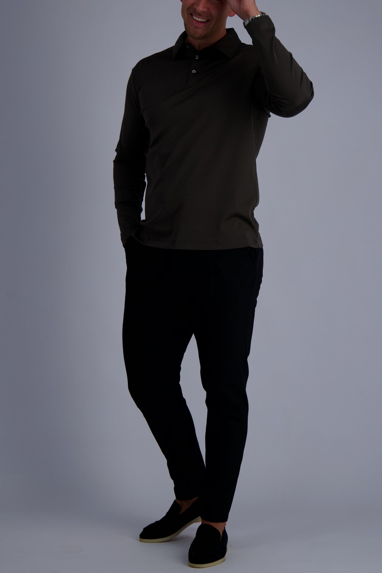 MERCERISED POLO LS | DARK FOREST