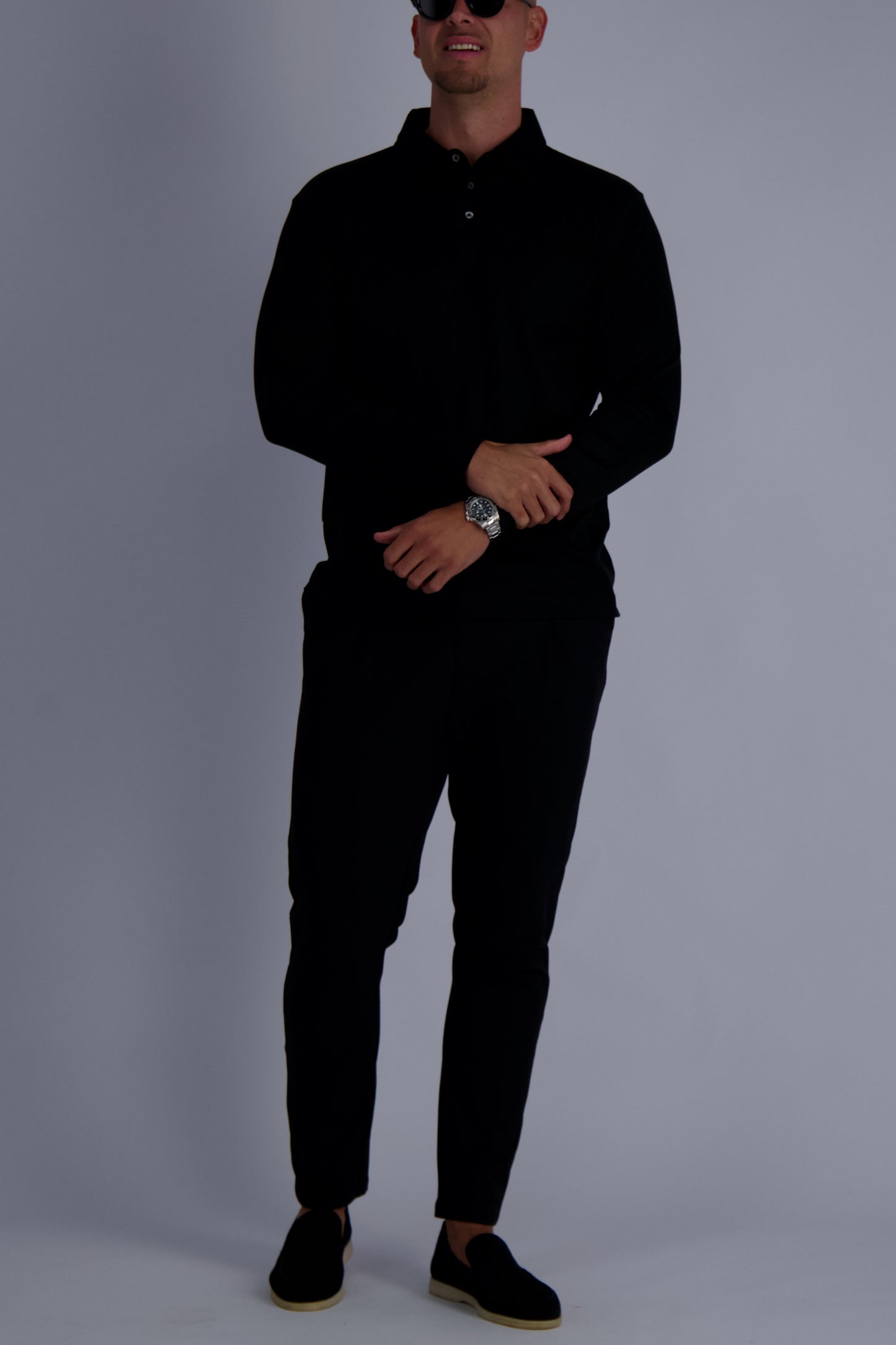 MERCERISED POLO LS | BLACK