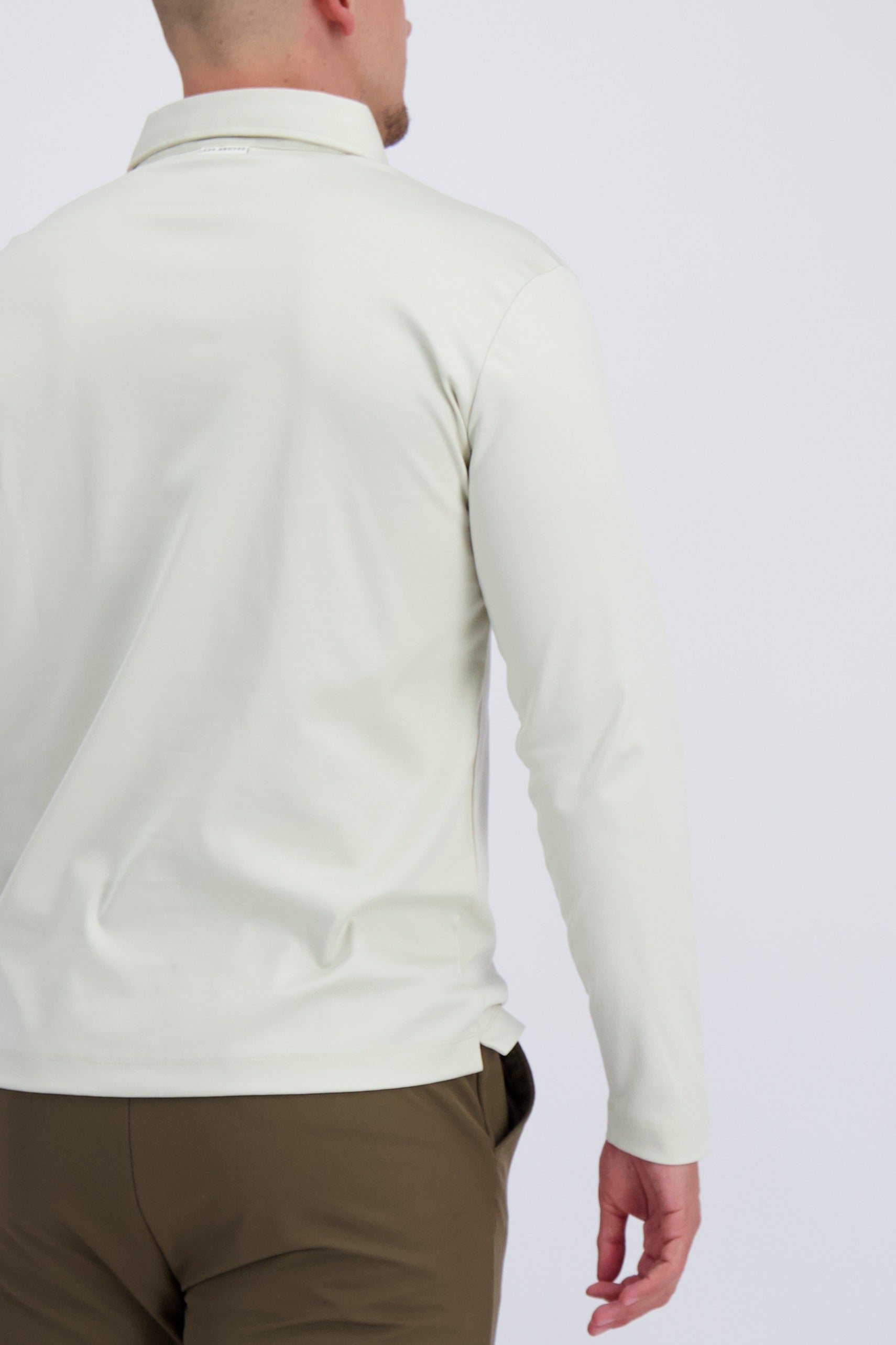 MERCERISED POLO LS | PEARL WHITE