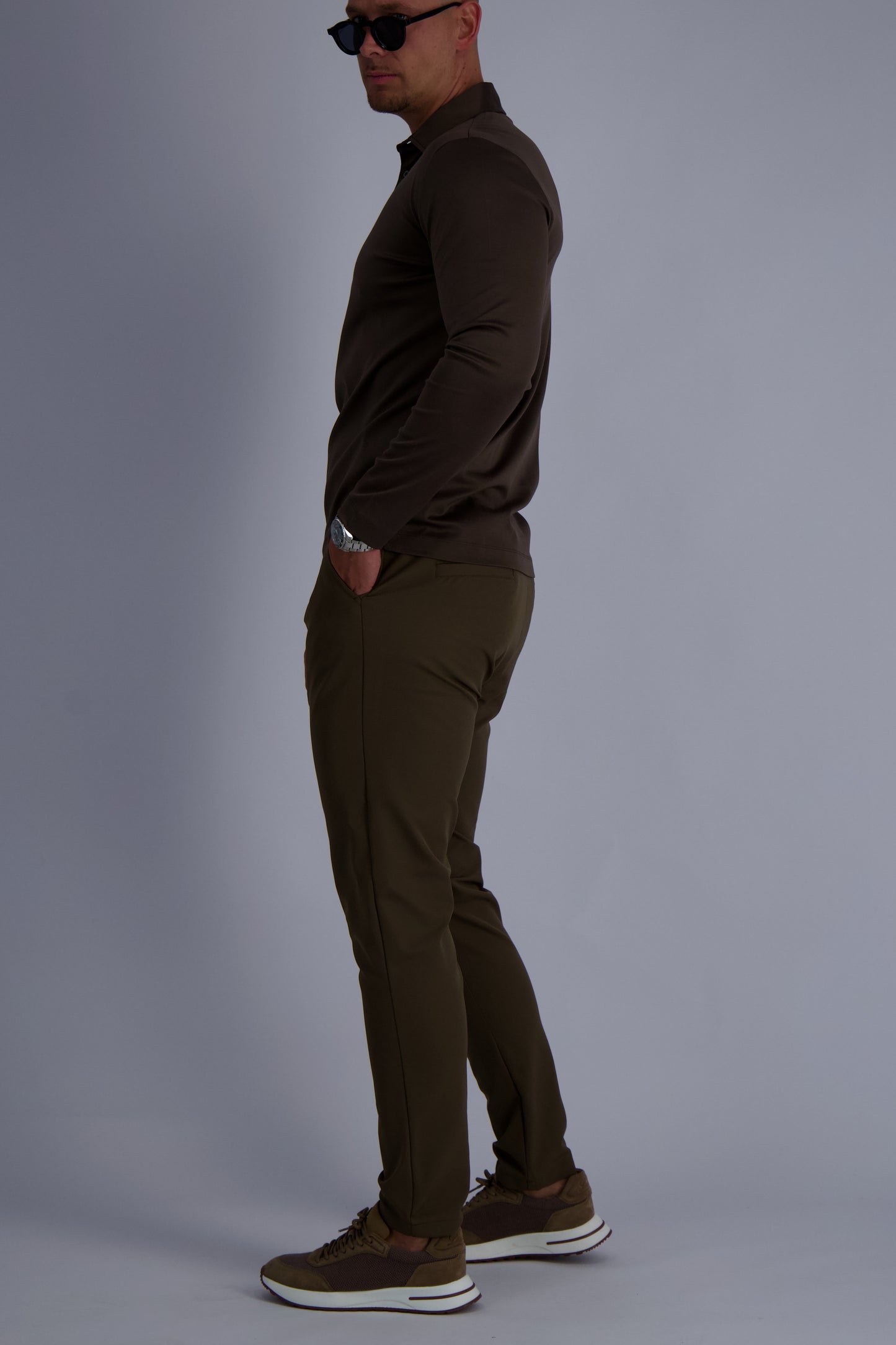 MERCERISED POLO LS | COFFEE