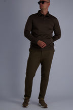 MERCERISED POLO LS | COFFEE