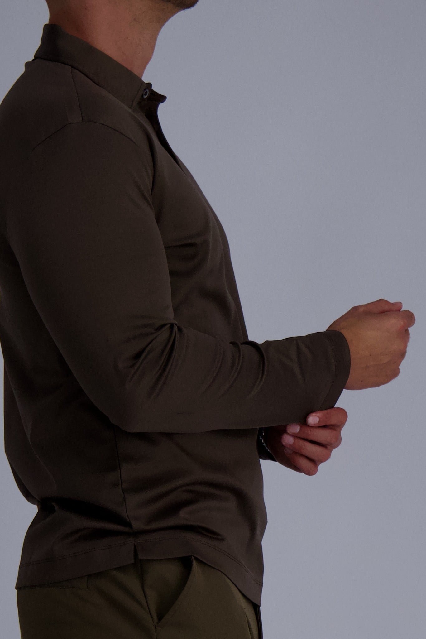 MERCERISED POLO LS | COFFEE