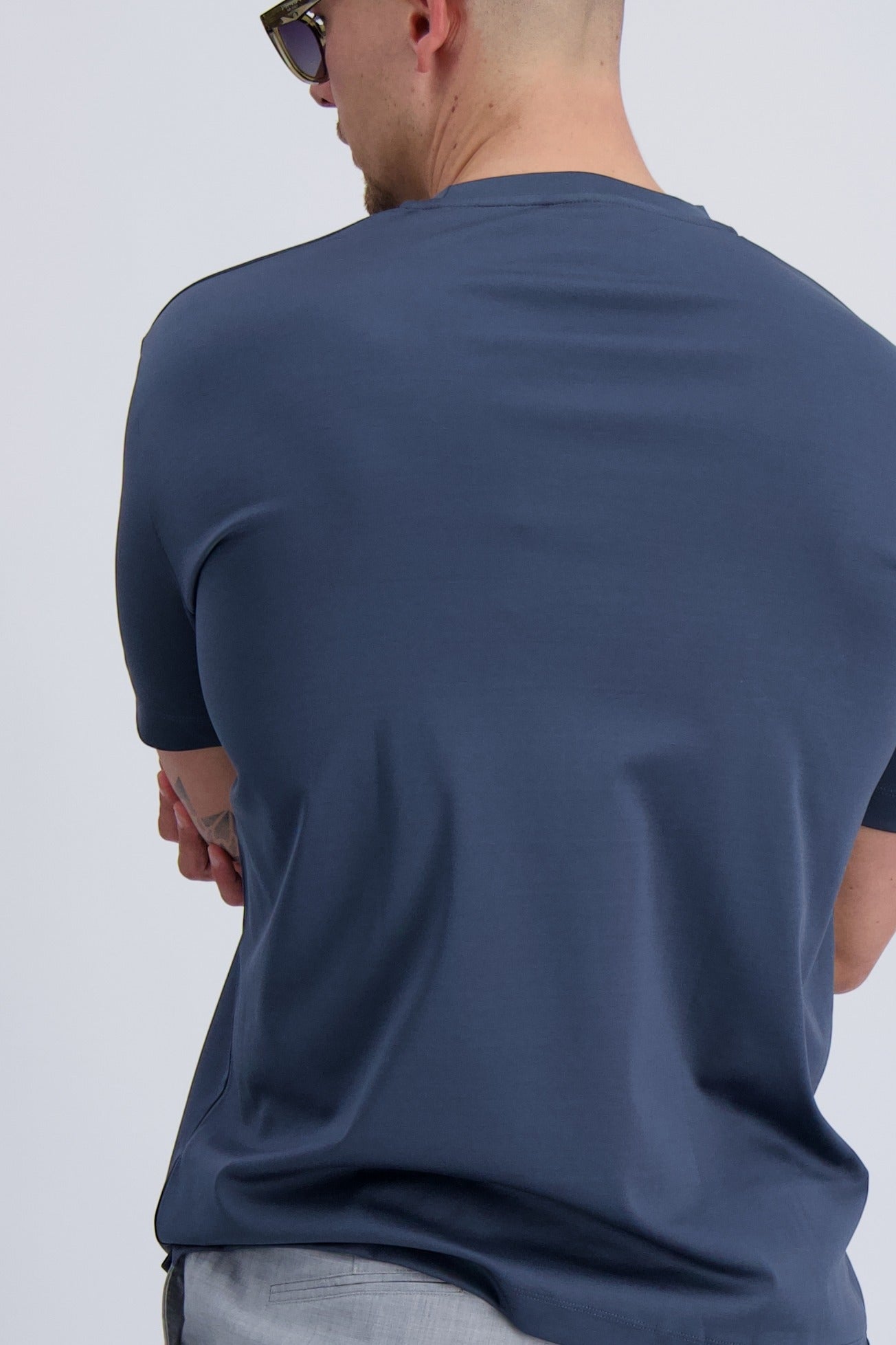 MERCERISED T-SHIRT | JEANS BLUE