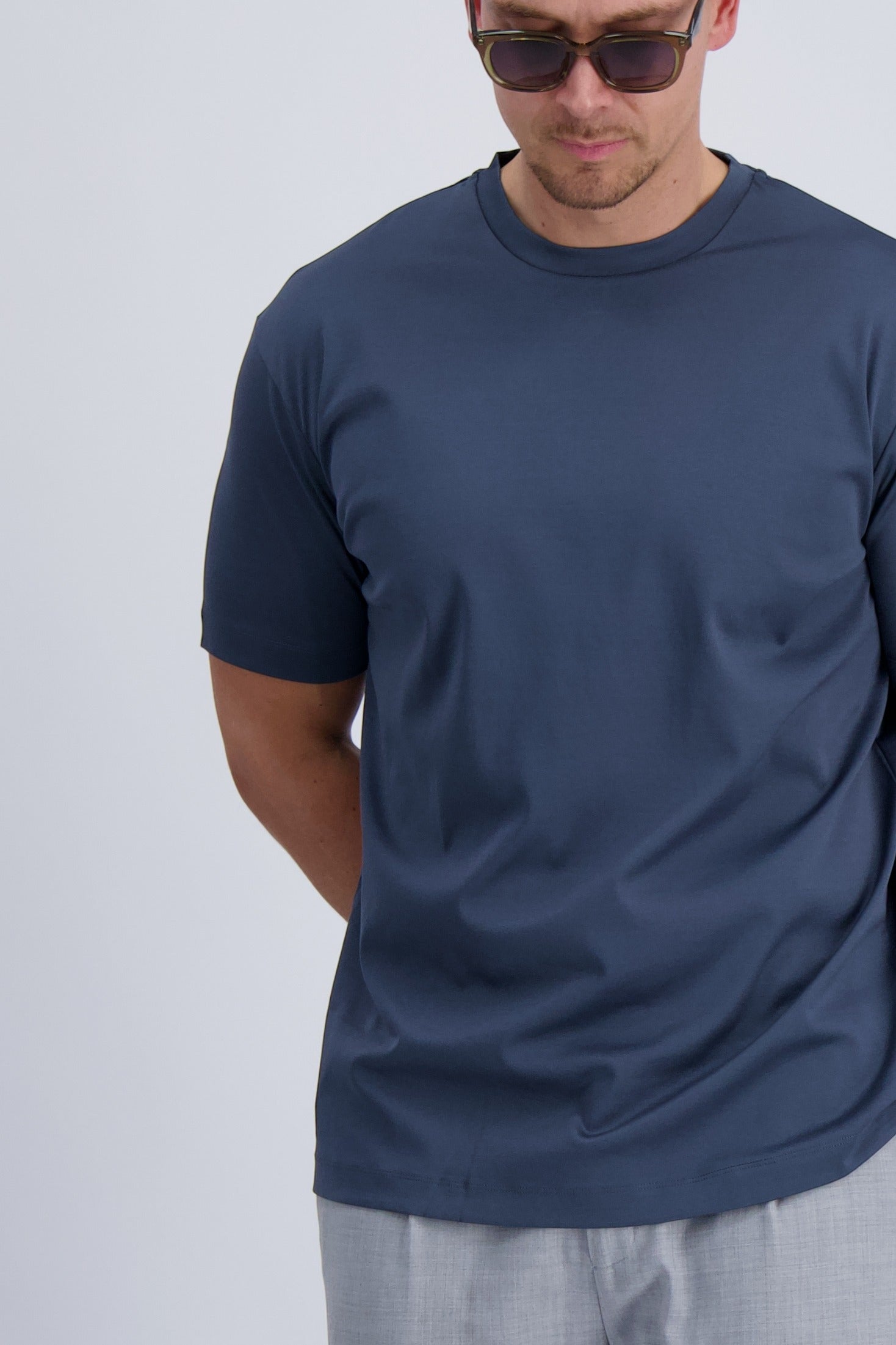 MERCERISED T-SHIRT | JEANS BLUE