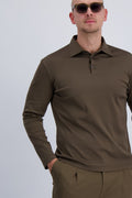 MERCERISED POLO LS | COFFEE