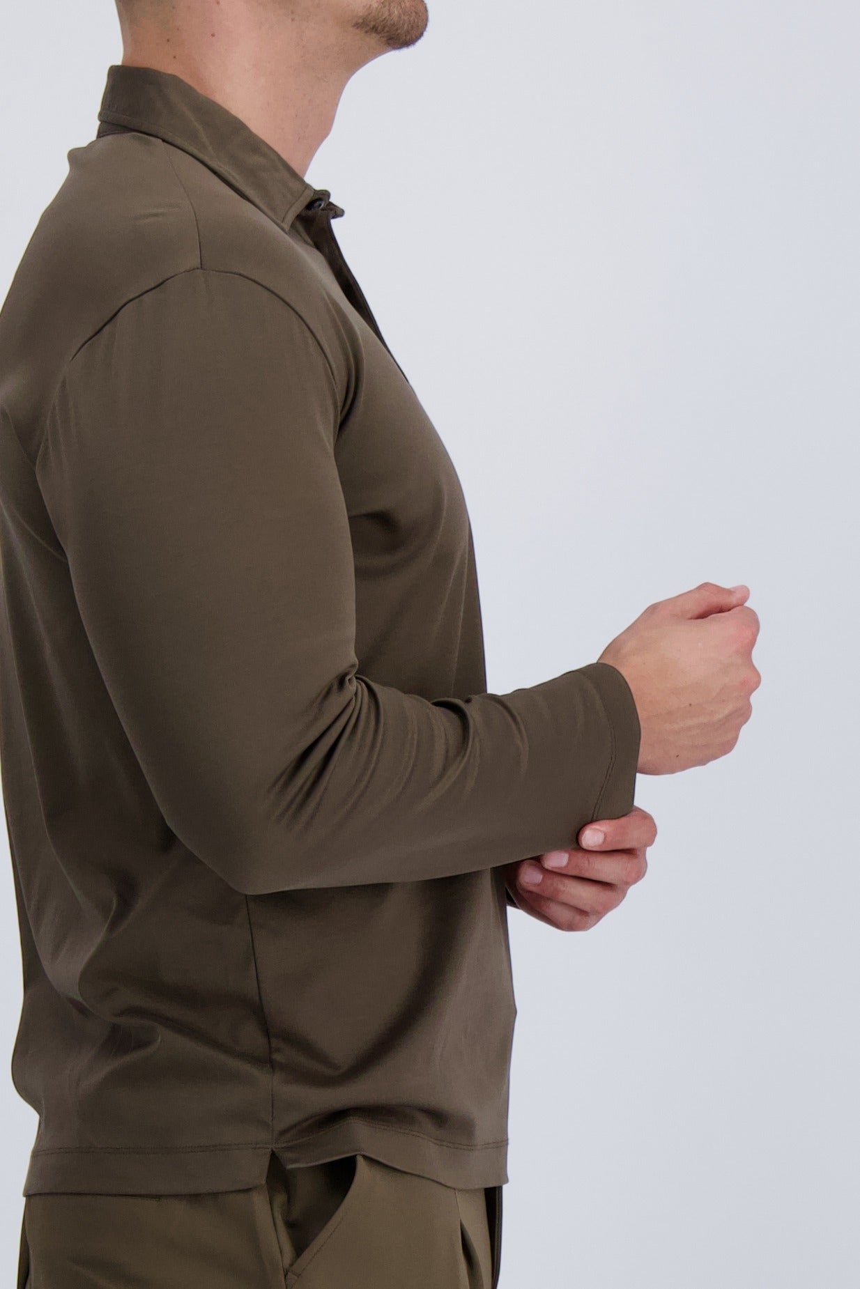 MERCERISED POLO LS | COFFEE