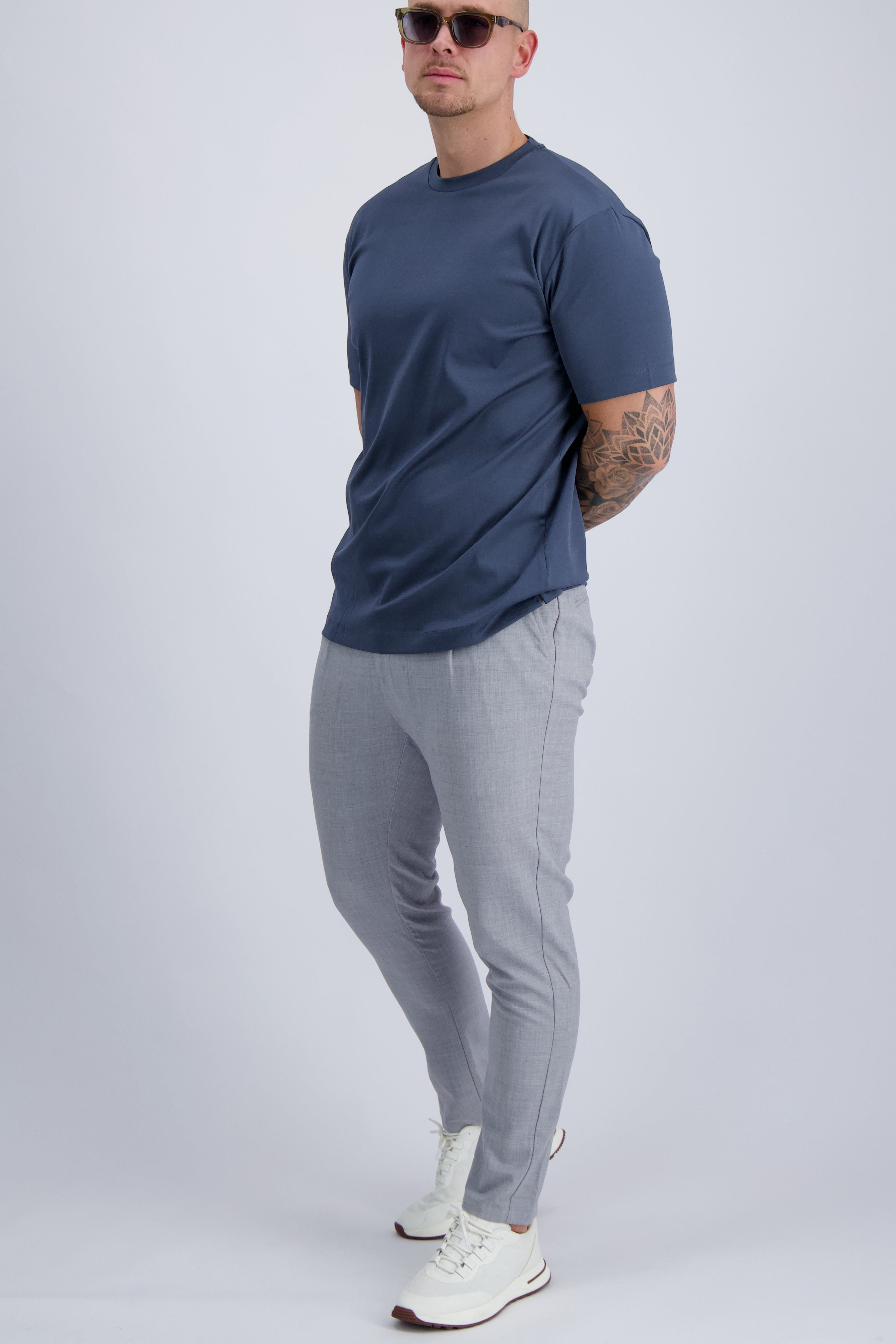 MERCERISED T-SHIRT | JEANS BLUE