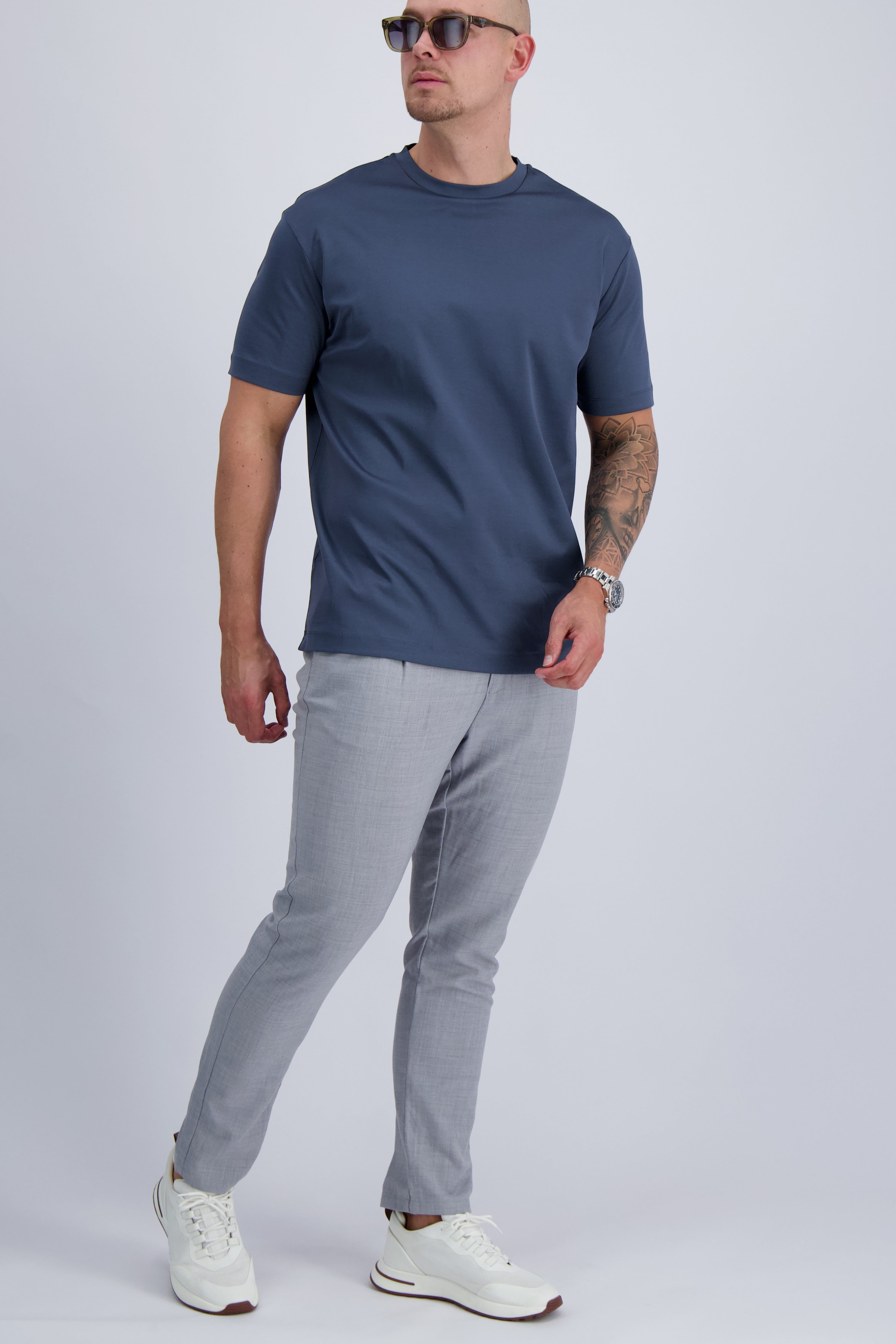 MERCERISED T-SHIRT | JEANS BLUE