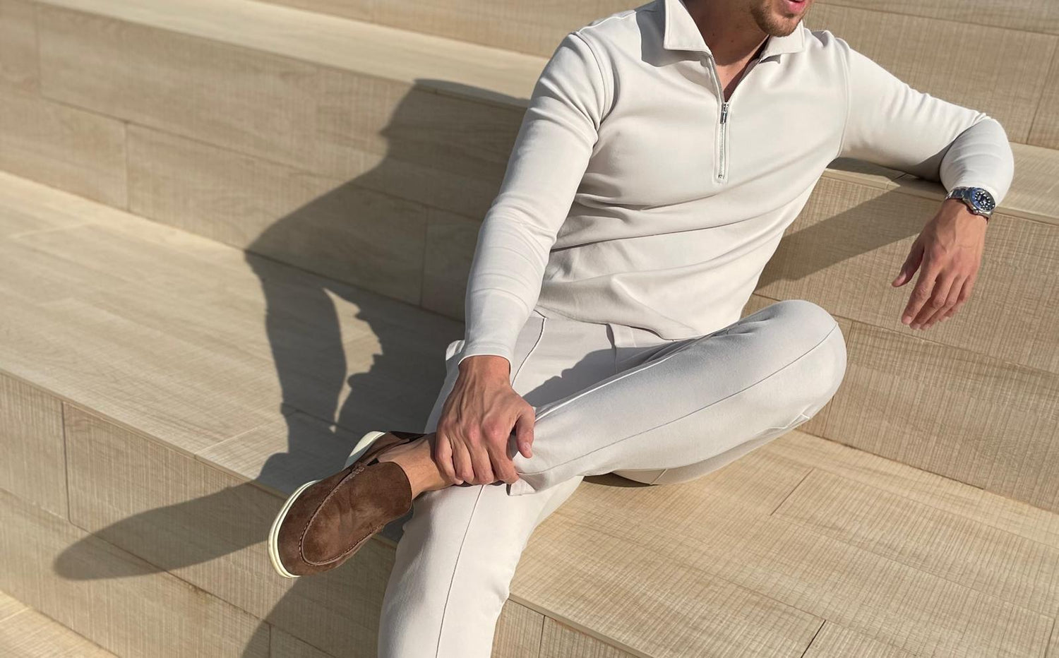 Les Brutes polo creme beige long sleeve chique casual smart